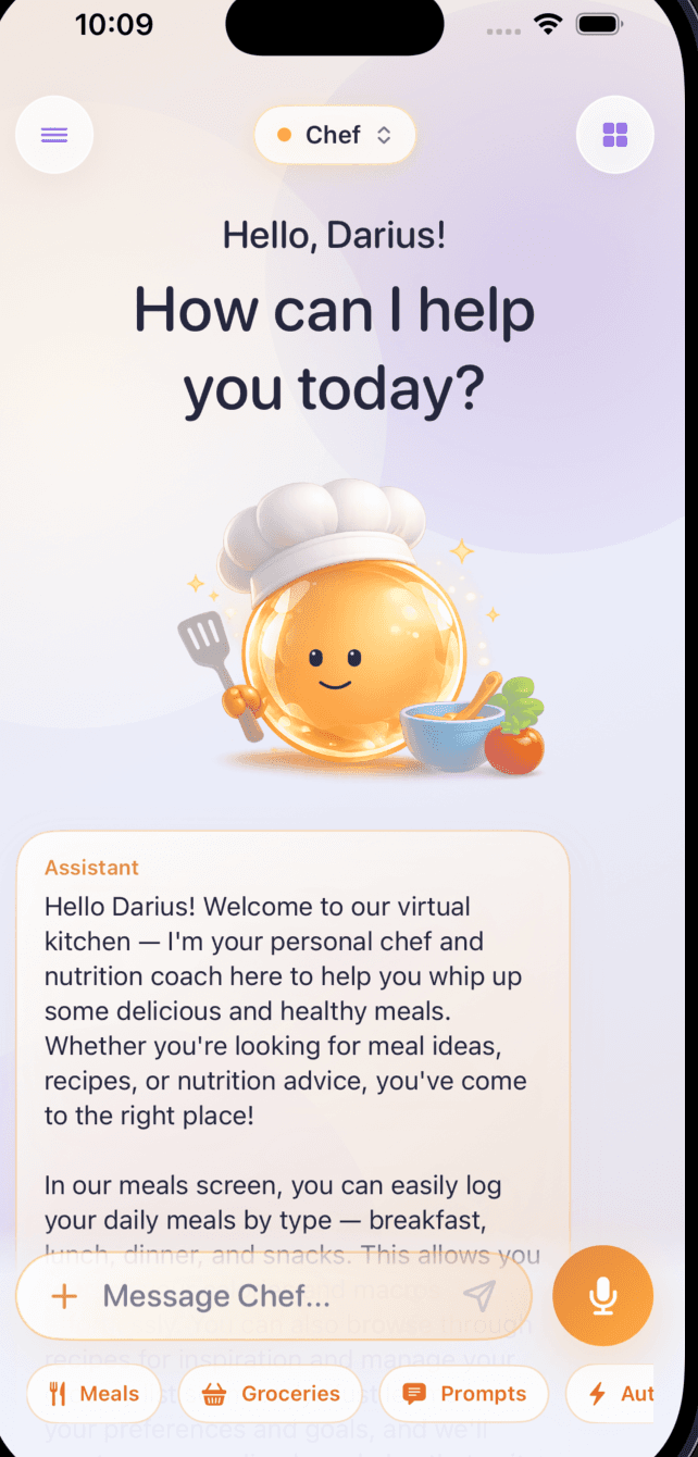 Nutrition coach home screen