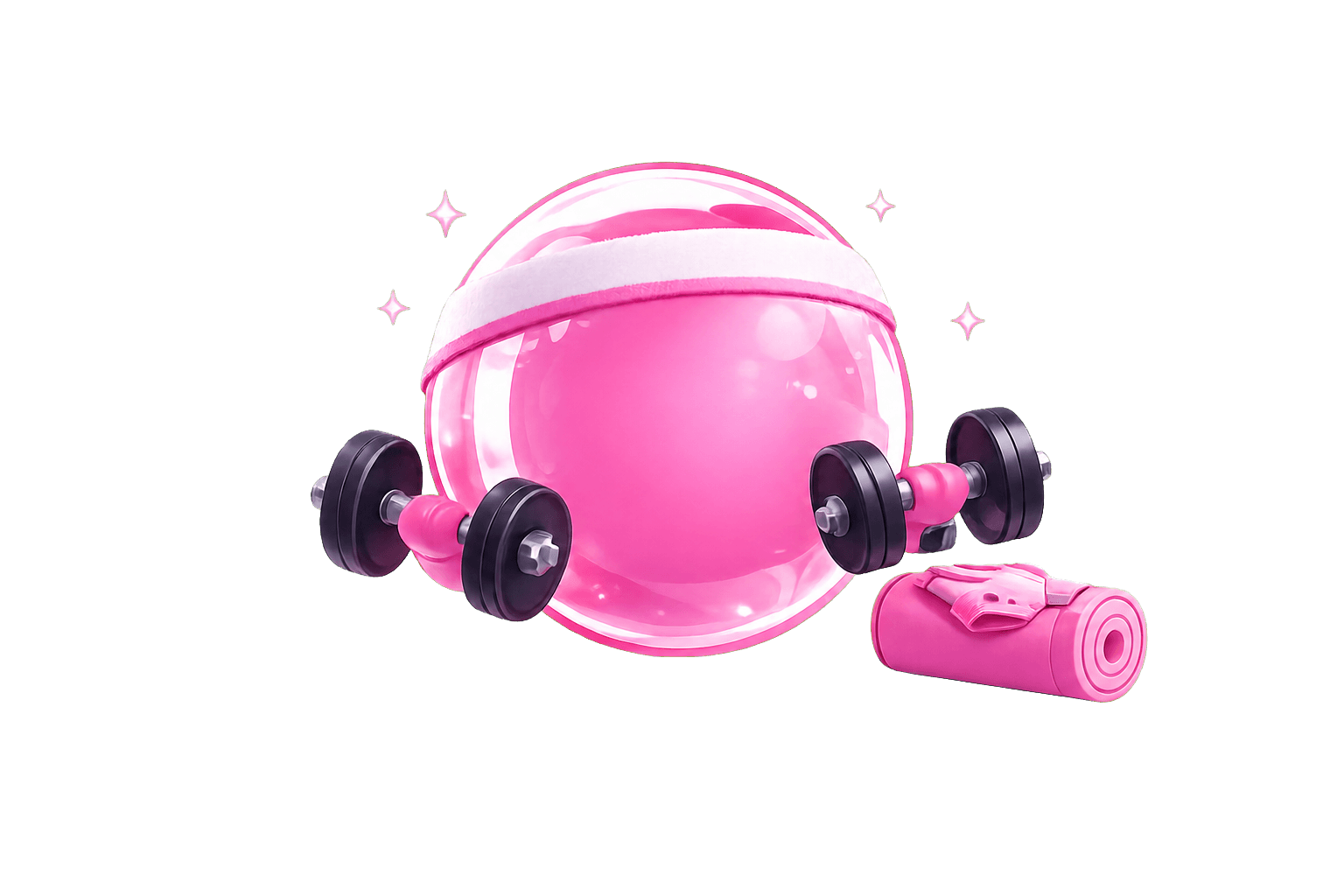 Fitness coach orb lifting dumbbells